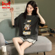 
Catman (MiiOW) pajamas for women in summer pure cotton cute short sleeve thin two-piece set Korean style fashionable spring and summer home clothes can be worn outside. Marine green Y687 2XL (recommended 130-145 Jin [Jin equals 0.5 kg])