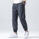 Linen nine-point pants men's elasticated summer cotton and linen thin Chinese style casual pants for middle-aged and young people with leggings light gray XL (recommended 160-180 Jin Jin equals 0.5 kg)