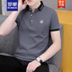 Romon Ice Seide Baumwolle kurzärmeligte T-Shirt-Hemd-Hemd-Top Herren-Lampe Polo-Hemd halbe Ärmeln Jugend Sommer neuer Stil 681 Rauchgrau M.