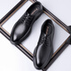 Portures leather shoes men's lace-up business casual shoes fashionable striped commuter formal shoes wedding shoes for men 1768 black 39
