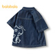 Balabala shopping mall same style children's clothing children's denim shirt boys' tops cool summer new style denim dark blue 88301 105