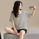[纯棉]睡衣女夏季套头短袖短裤休闲款家居服套装可外穿女cker CKE-W6175A L