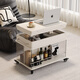 Jiai Mobile Folding Tea Table Cart Household Balcony Tea Car Side Cabinet Multi-function Lifting Sofa Side Table 2025 New Model Accompanying/Retro Black [Can lift and fold]
