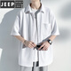 Jeep Spirit Summer New Ice Seide dünne Kurzarmhemd Herren Paar Lose großer großer Farbe Casual Trendy Brand Hemd Jacke C844 Schwarz XL