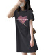 Waterside Clothes High-end Korean Version 2025 Summer New Cotton Short-Sleeve T-Shirt Women's Skirt Loose H-Type Temperament Small Dress 6173 Dark Gray [Dress] (Orange Print) S 80-100Jin [Jin equals 0.5 kg]