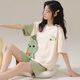 Jingpufei versión coreana suelta de pijamas de manguito corto MM MM Summer Outter Wear Traje de ropa para el hogar 2025 679 Dinosaurio verde 170 m Código [Recomendado 80-90Jin [Jin iguala 0.5 kg]]]