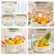 Zhe series double-layer extra thick vegetable washing and draining basket plastic kitchen vegetable basket fruit and vegetable watering basket multi-purpose living room cleaning household use upgraded PP + PET material + milk white 4-piece set medium + large
