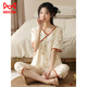 Catman (Miiow) Pyjamas à manches courtes d'été Set Cotton Ladies Mur Été Nouveau pantalon recadré de style chinois peut être porté à l'extérieur des vêtements à domicile LZY9902 M (recommandé 75-95jin [Jin est égal à 0,5 kg]))