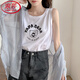 浪莎（LangSha）轻奢新款黑色工字背心女春夏外穿棉吊带色内搭宽松无袖恤上衣潮 6187白色 M