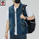 Aemape Apple Light Color de grande taille Vertinit vestime en denim pour hommes et femmes Spring and Summer Brand Retro Workwear Workswear Casual Sans manche sans manches Clip de cheval 6231 # Retro Blue 3XL (recommandé 175-190jin [Jin est égal à 0,5 kg]))