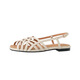 Rongxitu Rome Sandales tissées pour les femmes Summer Flat Sole Sole Sole Silver Français Femmes Blanc Blanc Low Talon Fish Hollow Chaussures Blanc 34
