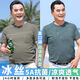 FHHUABD爸爸夏装短袖T恤夏季中老年圆领T恤男士条纹冰丝凉感上衣男真口袋 692雾蓝单件一凉爽一透气 S 165 【建议110斤以下