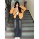 Rongxitu Autumn Gentle tenue for women, un ensemble complet de coréen 2025 Nouveau style Hong Kong Kong Knited Veste Jeans Ensemble en trois pièces [Single Piece] Sachet blanc (avec la poitrine S recommandée 70-90 Jin [Jin est égal à 0,5 kg] (++ une broche 70-90