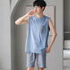 Modal Men's Pyjamas Summer 2025 New Ice. Coule rond de soie mince Sans manches à manches fraîches de vêtements décontractés à la maison 12026 Night Sky Grey [Ice Modal] L 120-140jin [Jin est égal à 0,5 kg]