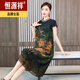 
Hengyuanxiang high-end Chinese style silk dress for women in summer daily wearable improved cheongsam mulberry silk mother long skirt Green 9761 M 95-105Jin [Jin equals 0.5 kg]