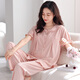 浪莎（langsha）2025新款睡衣女士夏季带胸垫一体纯棉短袖长裤家居服春秋薄款套装 LSF-694米白 M 160建议体重85-105斤