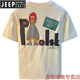 JEEP SPIRIT感夏季穿搭男款T恤宽松加大码潮流印花短袖衫高克重新疆棉t恤 香槟色 【JSW9923】 M 适合90-108斤穿