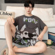 
Qiao Tong men's pajamas summer pure cotton short sleeves 2025 new thin style youth student cartoon large size home clothing set YX 7029 (pure cotton fabric) XL 175CM recommended weight 135-155
