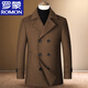 Romon High-End-Wollmantel für Herrenjacke mit mittlerem Herbst und Wintergeschäft Casual Casued Cotton Tweed Trench Coat Grau XL Referenz etwa 125-140