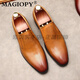 Magiopy Luxury High-End-Marke hohle Lederschuhe für Männer 2025 Frühlings- und Sommer Neues echtes Leder atmungsaktives dünnes Geschäft Casual Herrenschuhe Brown 37 Standard Haushaltsschuhe Größe Größe