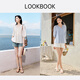 Xiangying Wang Churan star same style white baby doll top women's summer linen shirt light thin v-neck shirt blue L 165/88A/110-125Jin Jin equals 0.5 kg