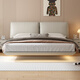 
Munich suspended bed, double bed 1.8 meters 2 meters light luxury leather master bedroom, large bed, wedding bed, leather bed 681