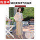 恒源祥母亲节妈妈夏装套装新中式国风雪纺衫2025新款中老年女七分袖上衣 829杏色上衣 XL (建议85-100斤)