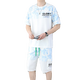 媛扣2025年新款短袖休闲运动套装男士短裤青少年小猫潮牌两件套搭配好 【套装】6187蓝色 M (75-100斤)