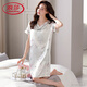 Langsha Luxury Luxury haut de gamme pour femmes de nuit Pyjamas sexy 2025 Nouvelle glace d'été Slee à manches courtes minces de soie émulée MDF9923 [Nightskirt] M