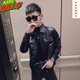 Qiao Yilun trendy leather jacket men's autumn and winter slim motorcycle short lapel leather jacket short man S size XS small size jacket 155 black M