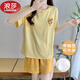 浪莎（LangSha）莫代尔女款睡衣夏季短袖冰丝薄款可外穿睡裙宽松大码小个子家居服 W12611短袖短裤女(带胸垫) M (建议70-90斤)