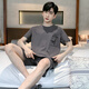 
Ou Miaoyu men's pajamas 2024 new short-sleeved shorts thin summer casual two-piece set home clothing large size 9928# L [Suggested 100-120Jin [Jin equals 0.5 kg]]