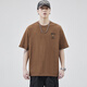 Woodpecker Fashion Brand American Heavy Short-Sleeve T-Shirt for Men Loose 2025 Summer New Fashion versatile Round Neck Half-Sleeve T-Shirt 5009# Dark Gray M [Suggested 95~115Jin [Jin equals 0.5 kg] Wear]