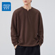 Jeanswest Henley collar men's long-sleeved T-shirt spring and autumn tops spring and autumn sweatshirt men's inner layering shirt boys brown 2XL (140-160Jin Jin equals 0.5 kg)