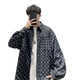 Rongxitu Khaki Jacke Checkerboard Shirt Herren hübsches fünfteilige Set-Feder- und Herbst-neue Style-Karte 684+Weiße Kurzärmel+graue große Seilhosen+Halskette+Socken M Qualität höher als Peers