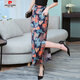 Pierre cardin ice silk floral high waist hip skirt side slit long floral skirt summer new large size one-step long skirt women 854 floral ice silk S