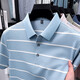 Kangaroo (DaiShu) short-sleeved T-shirt for men 2025 summer trendy striped lapel half-sleeved business casual loose plus size top middle-aged AN15100 light sky blue XL
