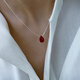 Fat Donglai's same ruby necklace sterling silver blood tears cinnabar red agate pendant women's 2025 new S9 red agate 925 silver necklace (natural material with deep