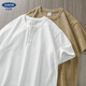 Dukeen American 320g T-shirt Henry Heavy Henry Men's Crort Colon Summer Coton Base Base Henry Collier Half Mancheve White 2xl (Convient pour 170-185jin [Jin est égal à 0,5 kg]))