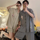 Fan Miaoli Pareja Pajamas para mujeres en algodón de verano Cárdigan de manga corta Traje transpirable Estudiante Men sueltos Internet Ropa de celebridad de ropa para el hogar Summer 719# Crayon Shin-shi XL Women (recomendado 125-150Jin [Jin iguala 0.5 kg])