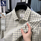
Kangaroo (DaiShu) pure cotton summer new men's short-sleeved shirt business casual plaid half-sleeved men's top shirt middle-aged and young AN15271 khaki L