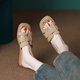 Huili four-season soft sole versatile women's flip flops 2025 new summer outdoor fashion flat sandals large size 42 size off-white 39