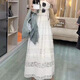 Xcfreht French Long Jirt Seaside Vacation White Suspenten Robe Texture 2025 Version de denim de nouveau costume d'été pour femmes 694 # [Fabric] M [suggéré 95-105jin [Jin est égal à 0,5 kg]]]