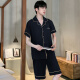 Catman MiiOW pajamas men's summer thin ice silk short-sleeved teenagers can wear men's 2025 new home clothing set 12532 [Yunduo Cotton Crepe] L (suggested height 170, weight 100-13