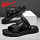 Huili men's shoes 2025 new two-wear slippers summer soft-soled beach shoes men's middle-aged versatile sandals black 41