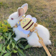 Amor rabbit traction rope for walking rabbits, special anti-breakaway rabbit rope, walking rabbit rope, small dwarf rabbit supplies, anti-biting, yellow, bee style, recommended 1-6 Jin Jin equals 0.5 kg