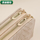 Yunluo Fashion Long Large Capacity Clutch Women's Retro Flower Double Zipper for Mom Portable Wallet Coin Purse Khaki Material