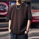 
JEEP SPIRIT genuine Jeep high-end short-sleeved men's 2025 summer new T-shirt men's American trendy brand heavy loose casual top 9207 dark brown T-shirt XL size suitable for 150-170Jin [Jin equals 0.5 kg]