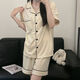 雅鹿韩版简约纯色纯棉睡衣女短袖短裤夏季两件套宿舍家居服套装 9903#黑色 M 80-100斤