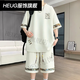 HEUG Lingyue Men's Clothing Store 2025 Summer gran tamaño deportivo informal Conjunto de dos piezas versátiles de dos piezas (YYW6195) XL (130-150Jin [Jin equivale a 0.5 kg])